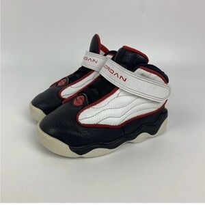 Jordan Kids Black White Red Velcro High-Top Sneakers